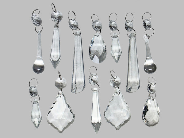 12 Chandelier Drops Clear Standard Size Cut Glass UK Crystals Beads Prisms Sun Catchers