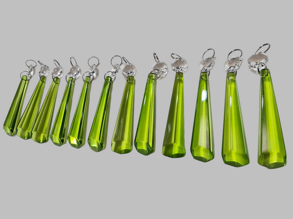 12 Sage Green Icicles 72 mm 3" Chandelier Crystals UK Drops Beads Droplets Christmas Decorations 3