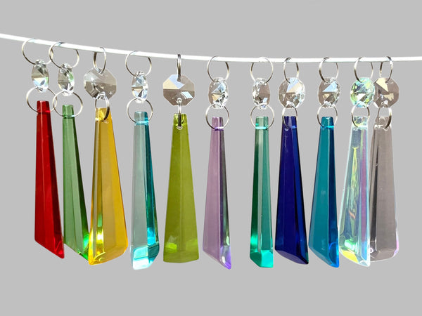 11 Chandelier Cut Glass UK Crystals Colour Set Icicle Beads Prisms Droplets Light Parts 1