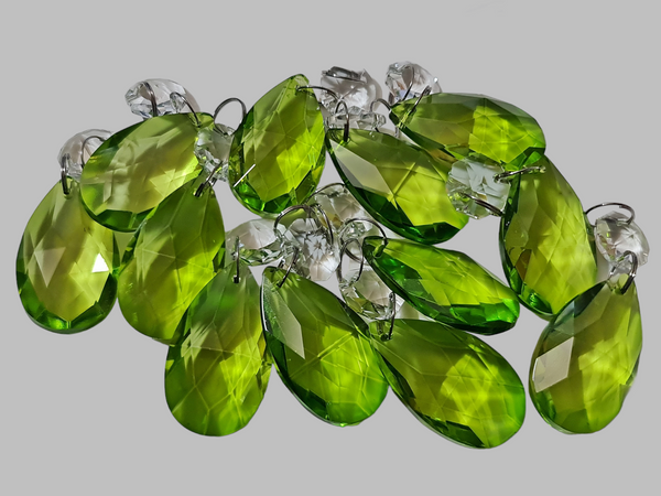 12 Sage Green Oval 37 mm Chandelier UK Crystals Drops Beads Droplets Christmas Decorations 7