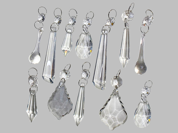 12 Chandelier Drops Clear Standard Size Cut Glass UK Crystals Beads Prisms Sun Catchers