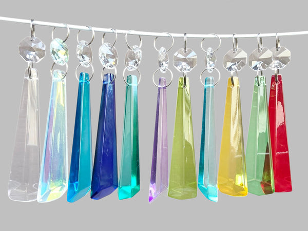 11 Chandelier Cut Glass UK Crystals Colour Set Icicle Beads Prisms Droplets Light Parts 4