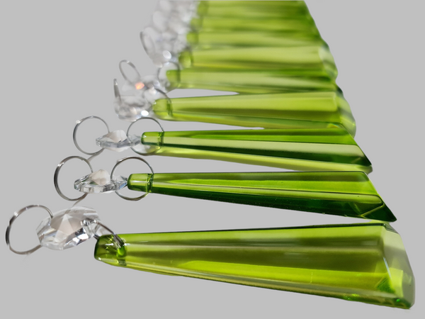 12 Sage Green Icicles 72 mm 3" Chandelier Crystals UK Drops Beads Droplets Christmas Decorations 5