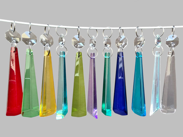 11 Chandelier Cut Glass UK Crystals Colour Set Icicle Beads Prisms Droplets Light Parts 7