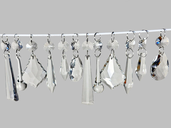 12 Chandelier Drops Clear Standard Size Cut Glass UK Crystals Beads Prisms Sun Catchers