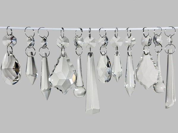12 Chandelier Drops Clear Standard Size Cut Glass UK Crystals Beads Prisms Sun Catchers
