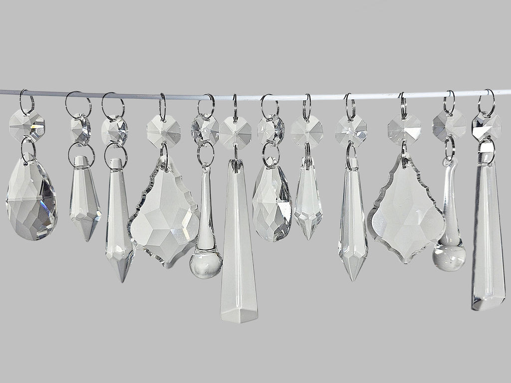 12 Chandelier Drops Clear Standard Size Cut Glass UK Crystals Beads Prisms Sun Catchers 1