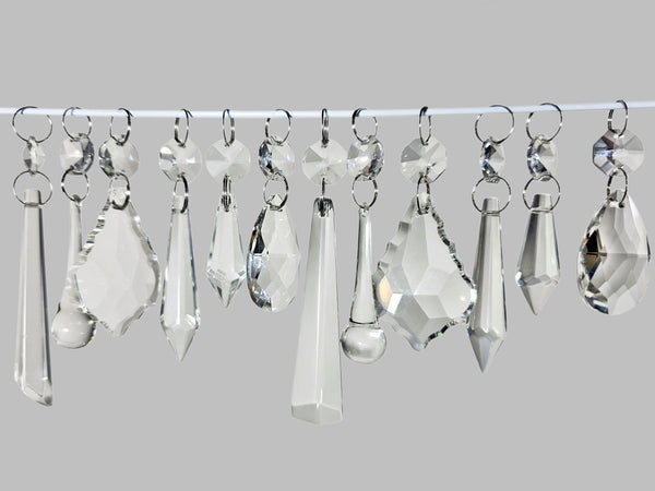 12 Chandelier Drops Clear Standard Size Cut Glass UK Crystals Beads Prisms Sun Catchers