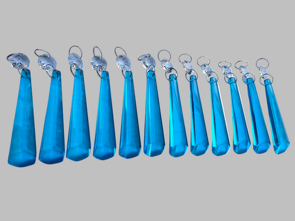 12 Teal Blue Icicles 72 mm 3" UK Chandelier Crystals Sun Catchers Beads Christmas Decorations 8