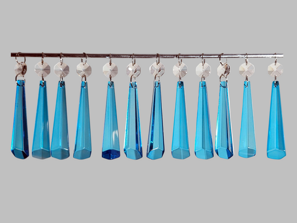 12 Teal Blue Icicles 72 mm 3" UK Chandelier Crystals Sun Catchers Beads Christmas Decorations 5