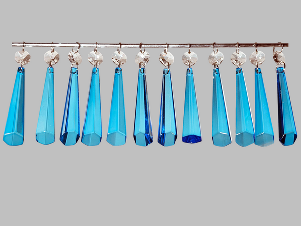 12 Teal Blue Icicles 72 mm 3" UK Chandelier Crystals Sun Catchers Beads Christmas Decorations 9