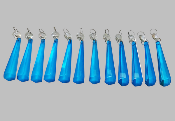 12 Teal Blue Icicles 72 mm 3" UK Chandelier Crystals Sun Catchers Beads Christmas Decorations 4