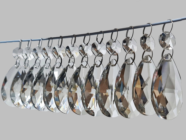 12 Clear Oval 50 mm 2" Chandelier Crystals Drops Beads Droplets Sun Catcher Decorations 22