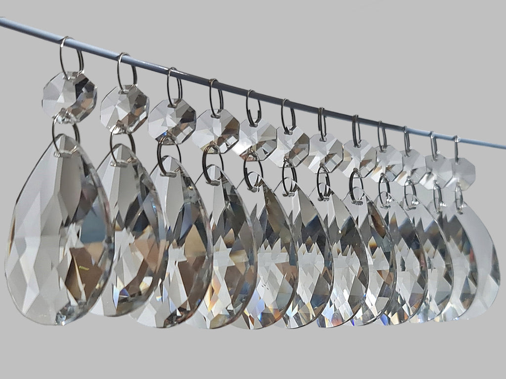 12 Clear Oval 50 mm 2" Chandelier Crystals Drops Beads Droplets Sun Catcher Decorations 21