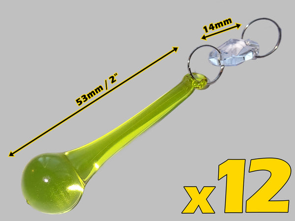 12 Sage Green Orbs 53 mm 2" Chandelier Crystals Droplets Beads Decorations Sun Catchers Drops 2