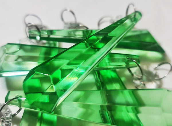1 Emerald Green Cut Glass Icicles 72 mm 3" Chandelier Crystals Drops Beads Droplets Lamp Parts 2