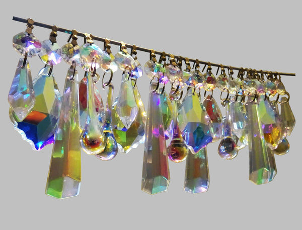 25 Original Aurora Borealis AB Chandelier Drops Cut Glass UK Crystals Beads Droplets Christmas Tree Decorations 3