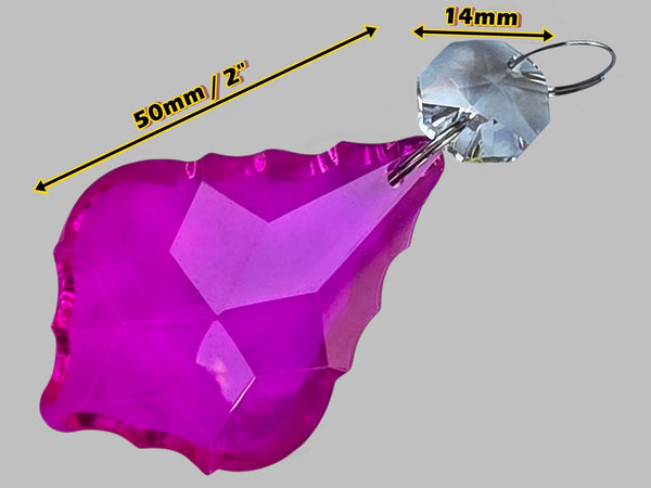 1 Raspberry Cut Glass Leaf 50 mm 2" UK Chandelier Crystals Drops Beads Droplets Light Lamp Parts 1