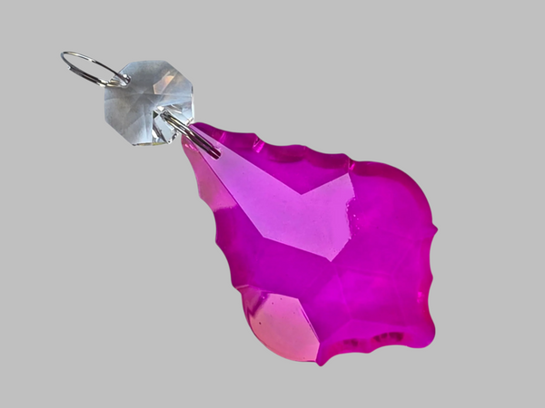 1 Raspberry Cut Glass Leaf 50 mm 2" UK Chandelier Crystals Drops Beads Droplets Light Lamp Parts 2