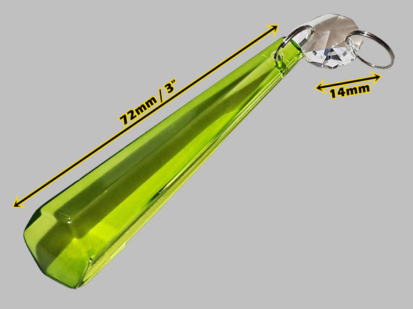 1 Sage Green Cut Glass Icicles 72 mm 3" UK Chandelier Crystals Drops Beads Droplets Light Parts 2