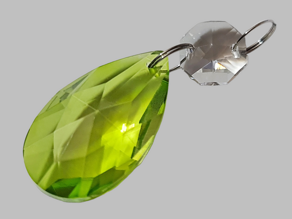 1 Sage Green Cut Glass Oval 37 mm UK Chandelier Crystals Droplets Beads Drops Lamp Light Parts 2