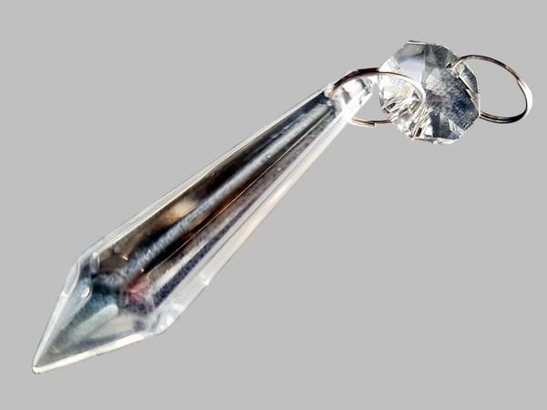 1 Clear Glass Torpedo 50 mm 2" Chandelier Crystals Drops Beads Droplets Light Parts  3