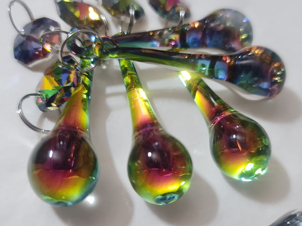 1 Vitrail AB Iridescent & Silver Cut Glass Orb 53 mm 2" Chandelier Crystals Drops Beads Droplets 24