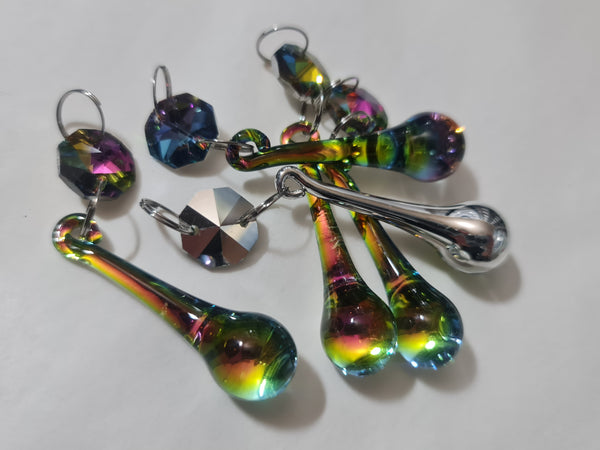 1 Vitrail AB Iridescent & Silver Cut Glass Orb 53 mm 2" Chandelier Crystals Drops Beads Droplets 27