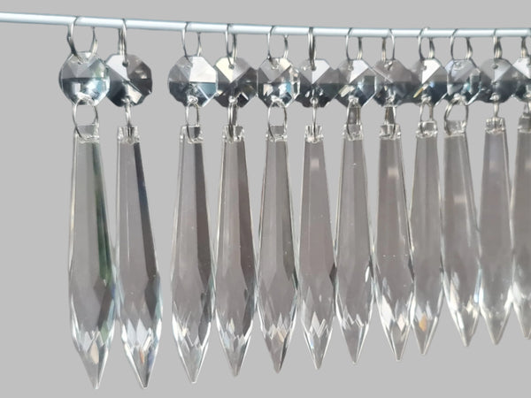 12 Clear 76 mm 3" Icicle Chandelier Crystals Drops Beads Droplets Sun Catchers colourless