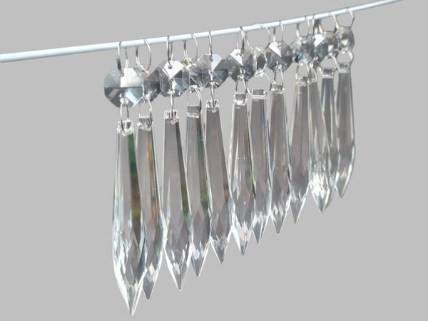 1 Pointed Icicles 3" Chandelier Crystals Cut Glass Drops Beads Prisms Droplets Colourless