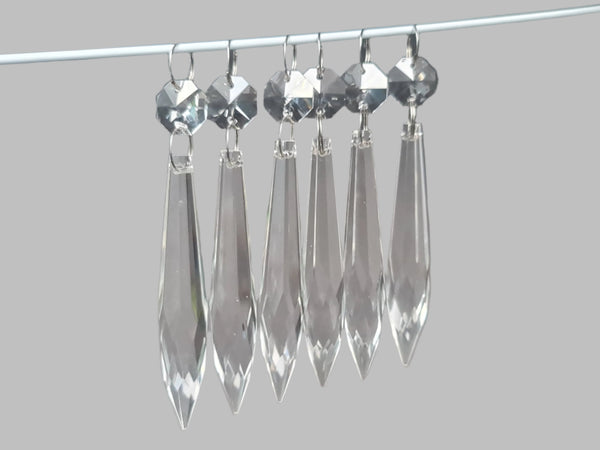 1 Pointed Icicles 3" Chandelier Crystals Cut Glass Drops Beads Prisms Droplets Colourless