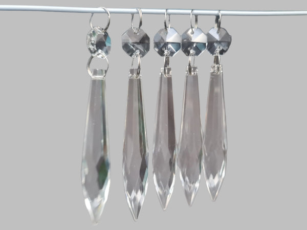 1 Pointed Icicles 3" Chandelier Crystals Cut Glass Drops Beads Prisms Droplets Colourless
