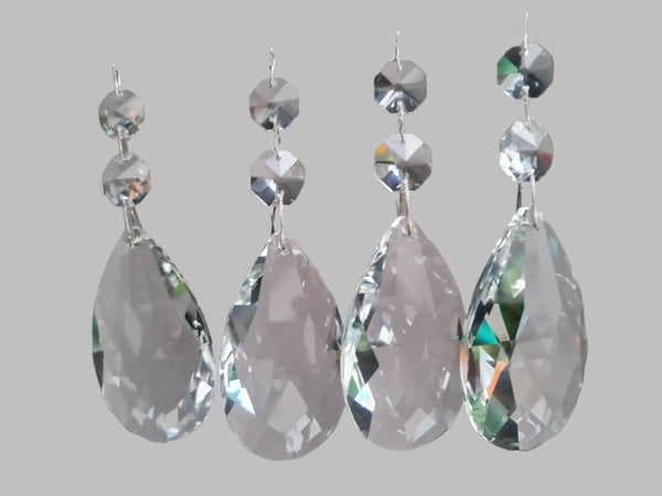 1 XL 75 mm 3" Oval Teardrop Chandelier Crystals Cut Glass Prisms Beads Droplets Colourless