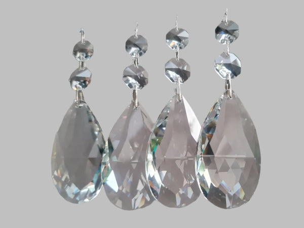 1 XL 75 mm 3" Oval Teardrop Chandelier Crystals Cut Glass Prisms Beads Droplets Colourless
