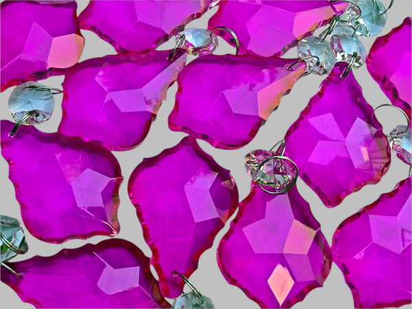 1 Raspberry Cut Glass Leaf 50 mm 2" UK Chandelier Crystals Drops Beads Droplets Light Lamp Parts 6