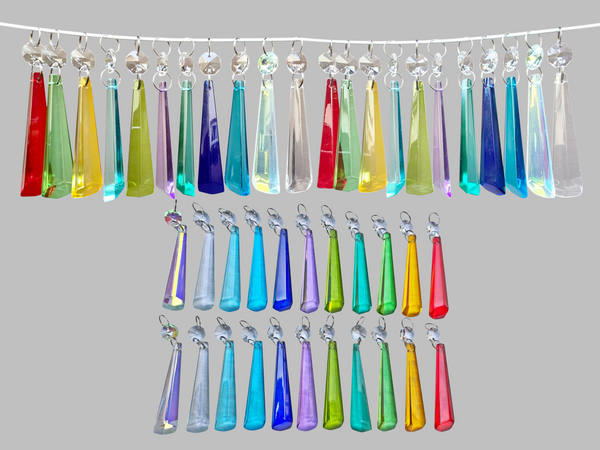 22 Chandelier Cut Glass UK Crystals Colour Set Icicle Beads Prisms Christmas Wedding Decorations