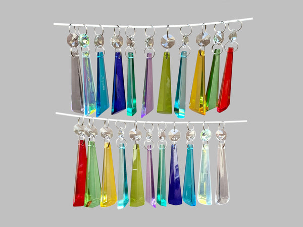 22 Chandelier Cut Glass UK Crystals Colour Set Icicle Beads Prisms Christmas Wedding Decorations