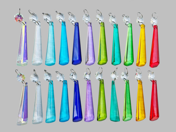 22 Chandelier Cut Glass UK Crystals Colour Set Icicle Beads Prisms Christmas Wedding Decorations