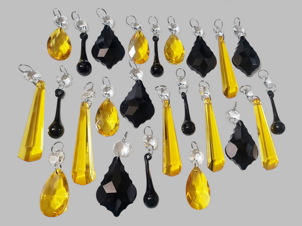 24 Chandelier Drops Halloween Autumn Fall Decorations Cut Glass Crystals Beads Prisms Droplets 6