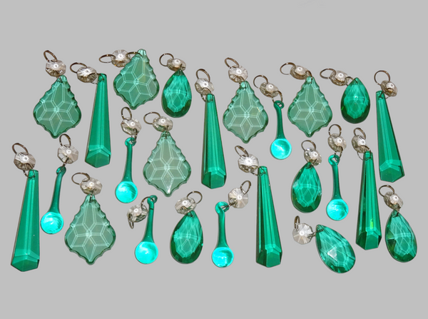 24 Aqua Marine Turquoise Green Chandelier Drops Cut Glass Crystals Beads Droplets Christmas Wedding Decorations 5