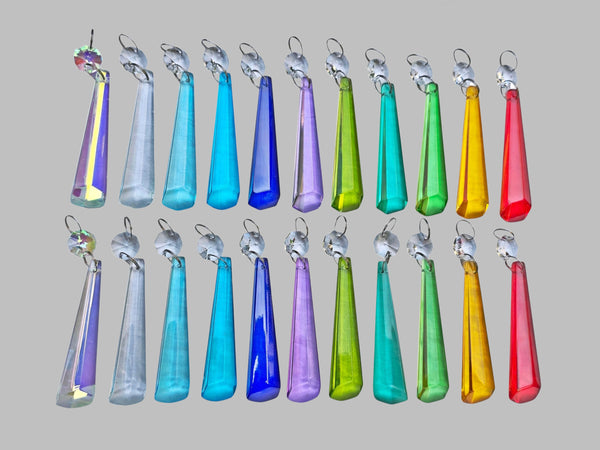 22 Chandelier Cut Glass UK Crystals Colour Set Icicle Beads Prisms Christmas Wedding Decorations