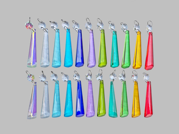 22 Chandelier Cut Glass UK Crystals Colour Set Icicle Beads Prisms Christmas Wedding Decorations