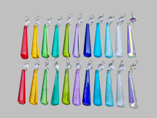 22 Chandelier Cut Glass UK Crystals Colour Set Icicle Beads Prisms Christmas Wedding Decorations