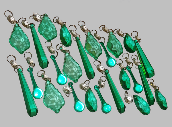 24 Aqua Marine Turquoise Green Chandelier Drops Cut Glass Crystals Beads Droplets Christmas Wedding Decorations 11
