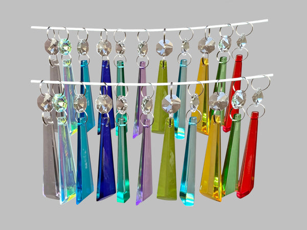 22 Chandelier Cut Glass UK Crystals Colour Set Icicle Beads Prisms Christmas Wedding Decorations