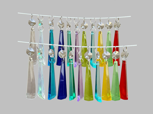 22 Chandelier Cut Glass UK Crystals Colour Set Icicle Beads Prisms Christmas Wedding Decorations