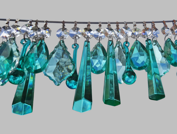 24 Aqua Marine Turquoise Green Chandelier Drops Cut Glass Crystals Beads Droplets Christmas Wedding Decorations 4