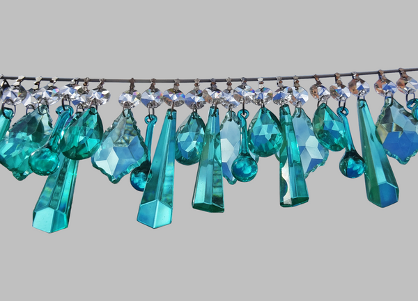 24 Aqua Marine Turquoise Green Chandelier Drops Cut Glass Crystals Beads Droplets Christmas Wedding Decorations 7