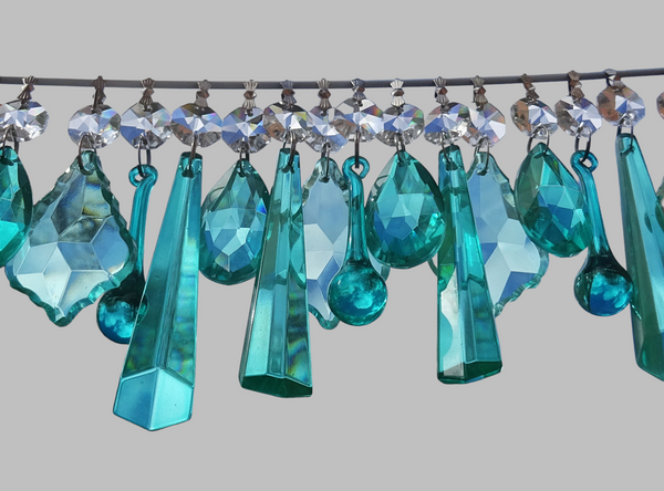 24 Aqua Marine Turquoise Green Chandelier Drops Cut Glass Crystals Beads Droplets Christmas Wedding Decorations 8
