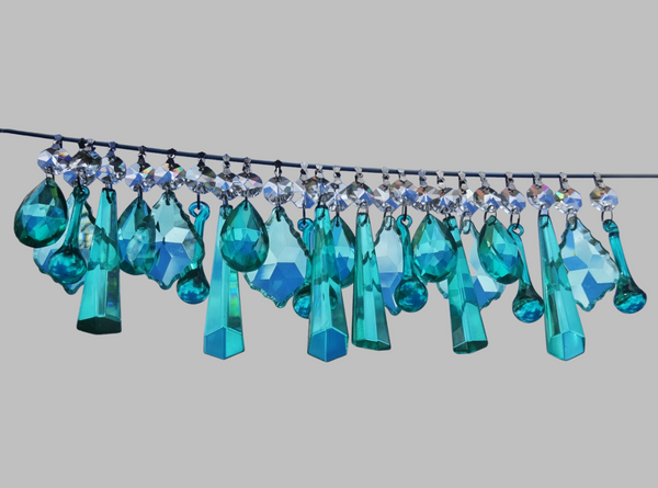 24 Aqua Marine Turquoise Green Chandelier Drops Cut Glass Crystals Beads Droplets Christmas Wedding Decorations 10